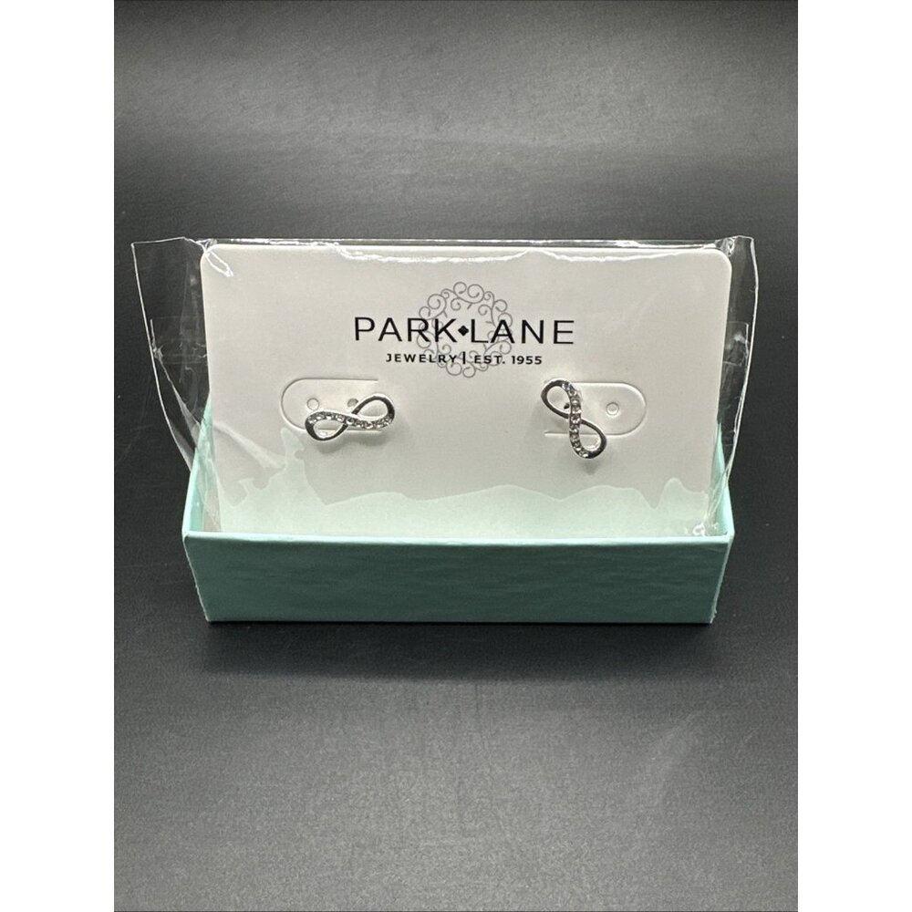 Park Lane Infinite Pierced Earrings Silver Infinity w/Crystals